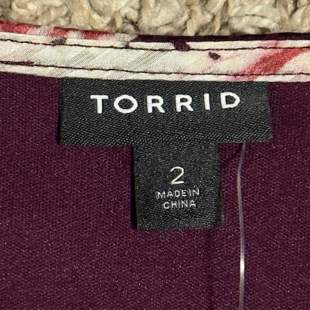 Torrid Womens Purple Floral Dobby Satin Surplice Wrap Midi Dress Plus Size 2XL - Picture 9 of 15